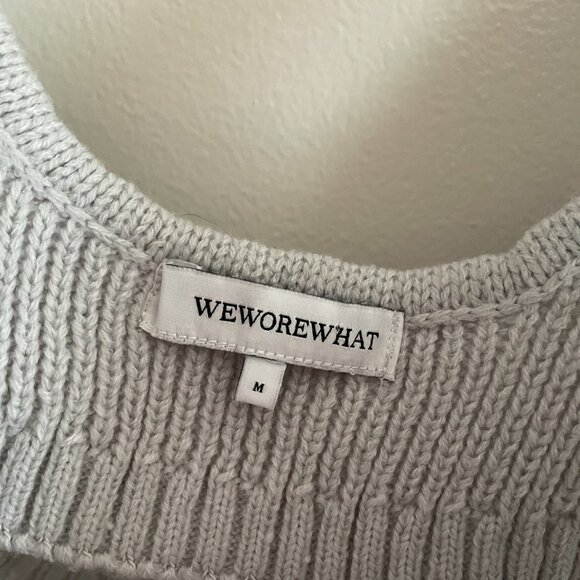 WeWoreWhat Women M Light Grey Cozy Knit Lounge Cropped Scoop Pull On Bra Top - Picture 6 of 10